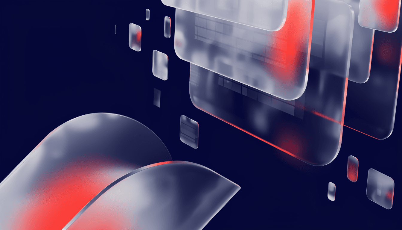 Glassmorphism illustration of an AI search engine assembling an answer card that cites a glowing website