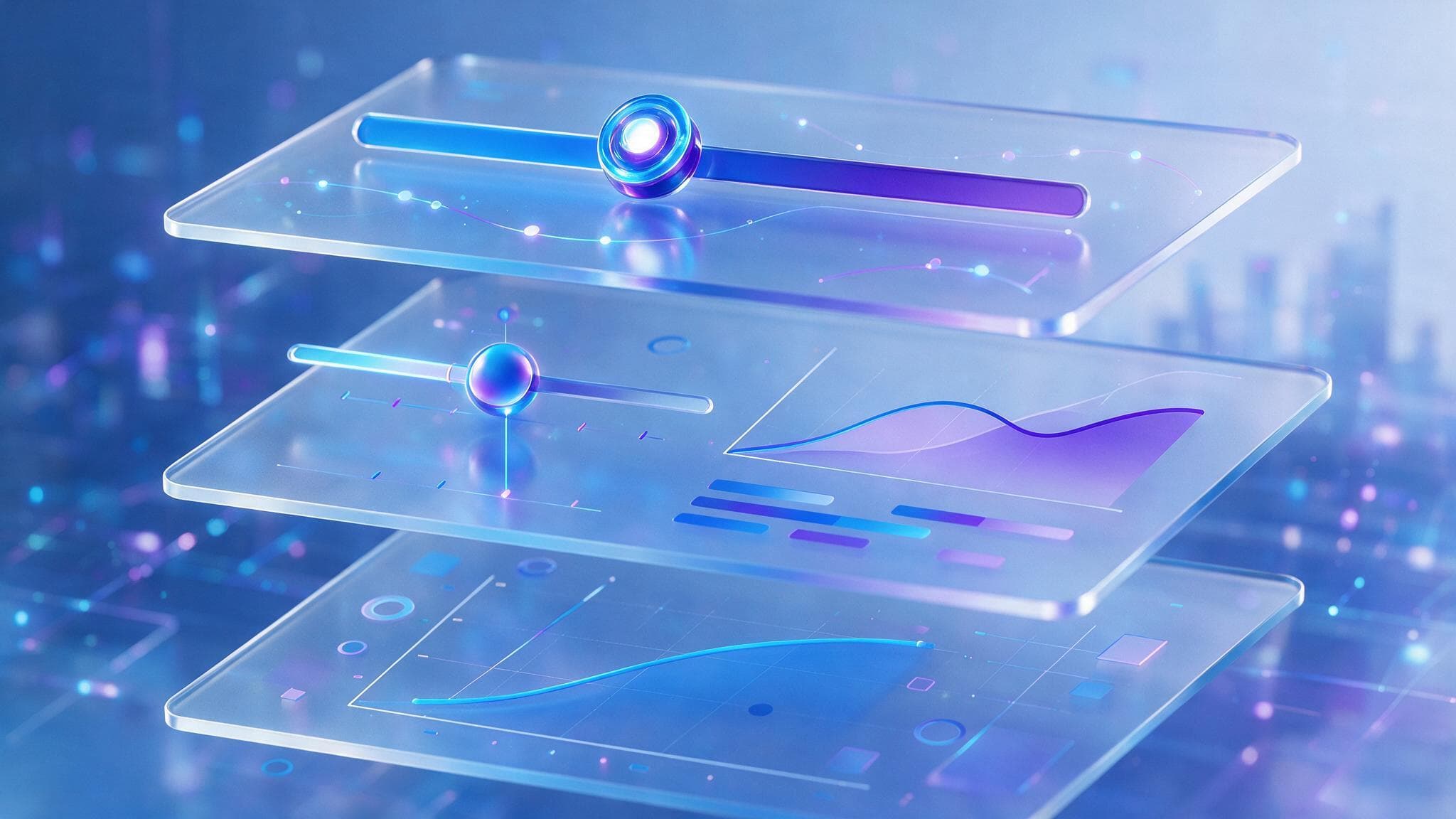 Abstract illustration of an interactive budget allocation dashboard with channel sliders