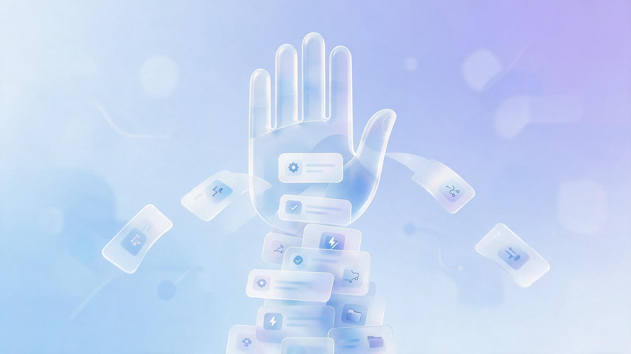 Abstract illustration of automation recommendation cards being deflected at an approval gate, representing the finding that only 6 percent of marketers act on in-platform AI recommendations.