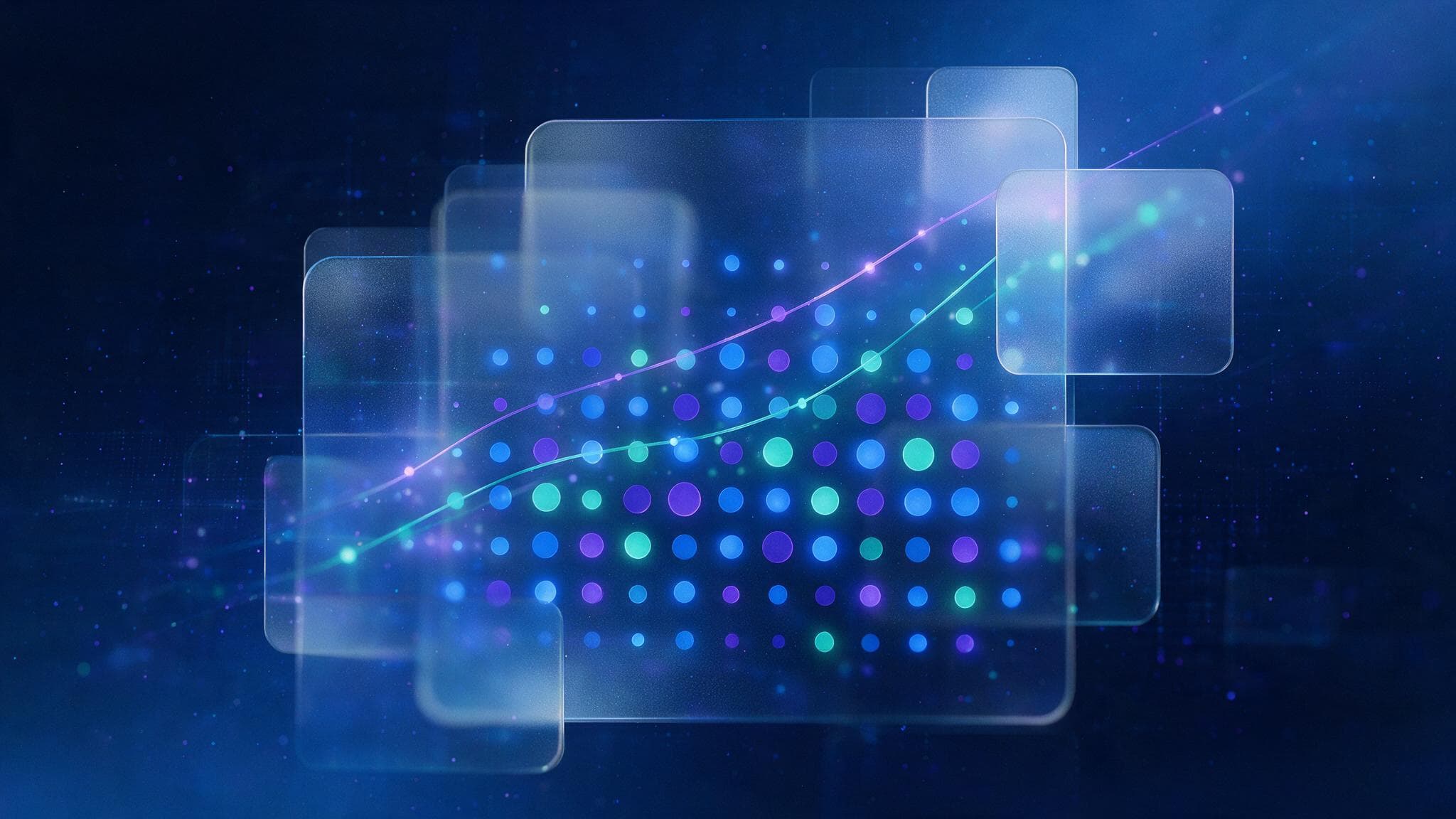 Abstract glass-panel illustration of rising social advertising auction prices