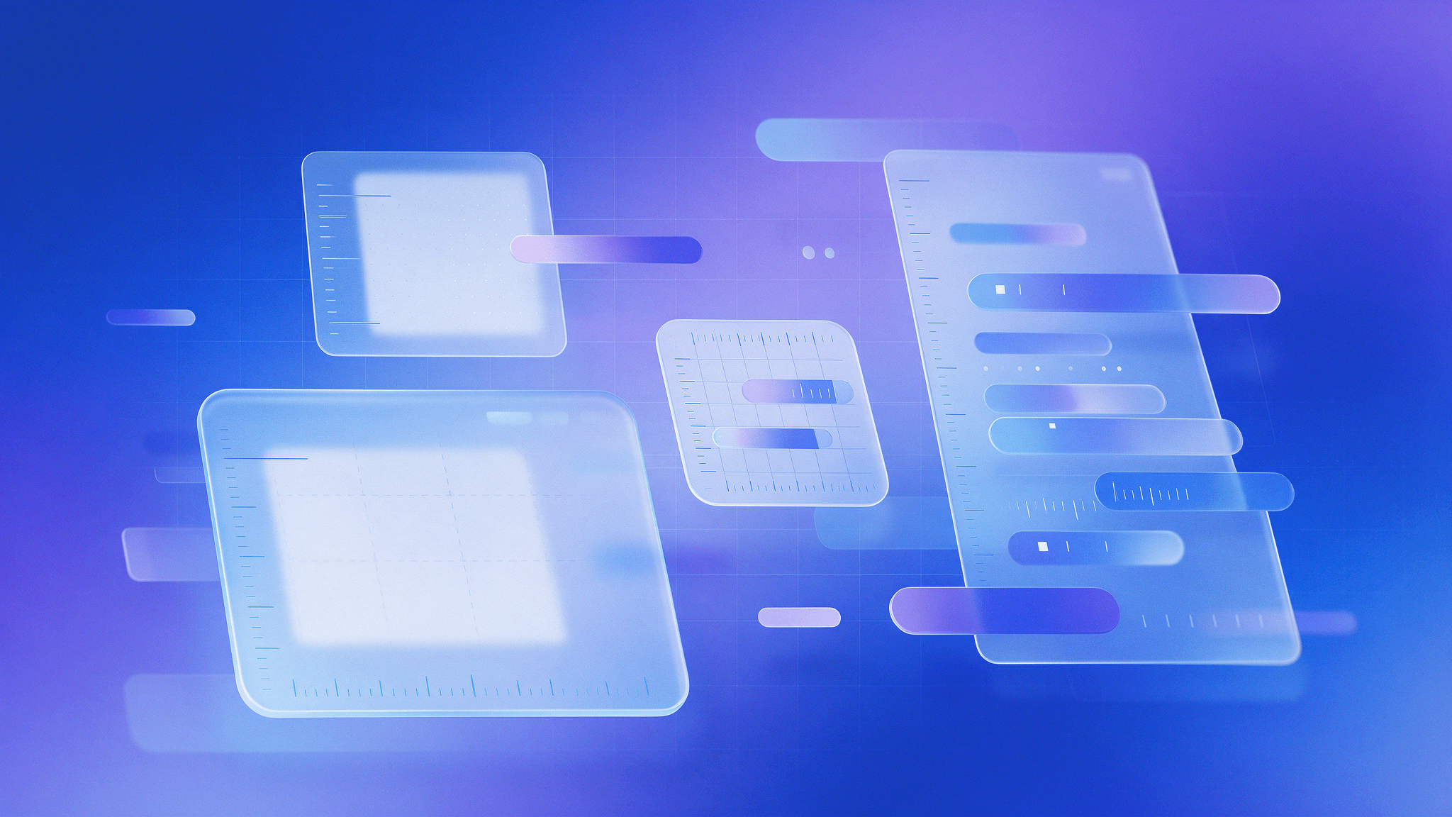 Abstract glass measurement panels over a grid, illustrating new ad metrics in the Chrome User Experience Report
