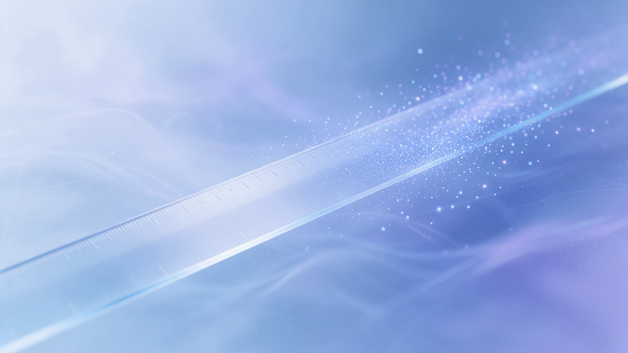 Abstract glass ruler dissolving into particles, illustrating Search Console AI position reporting evolving