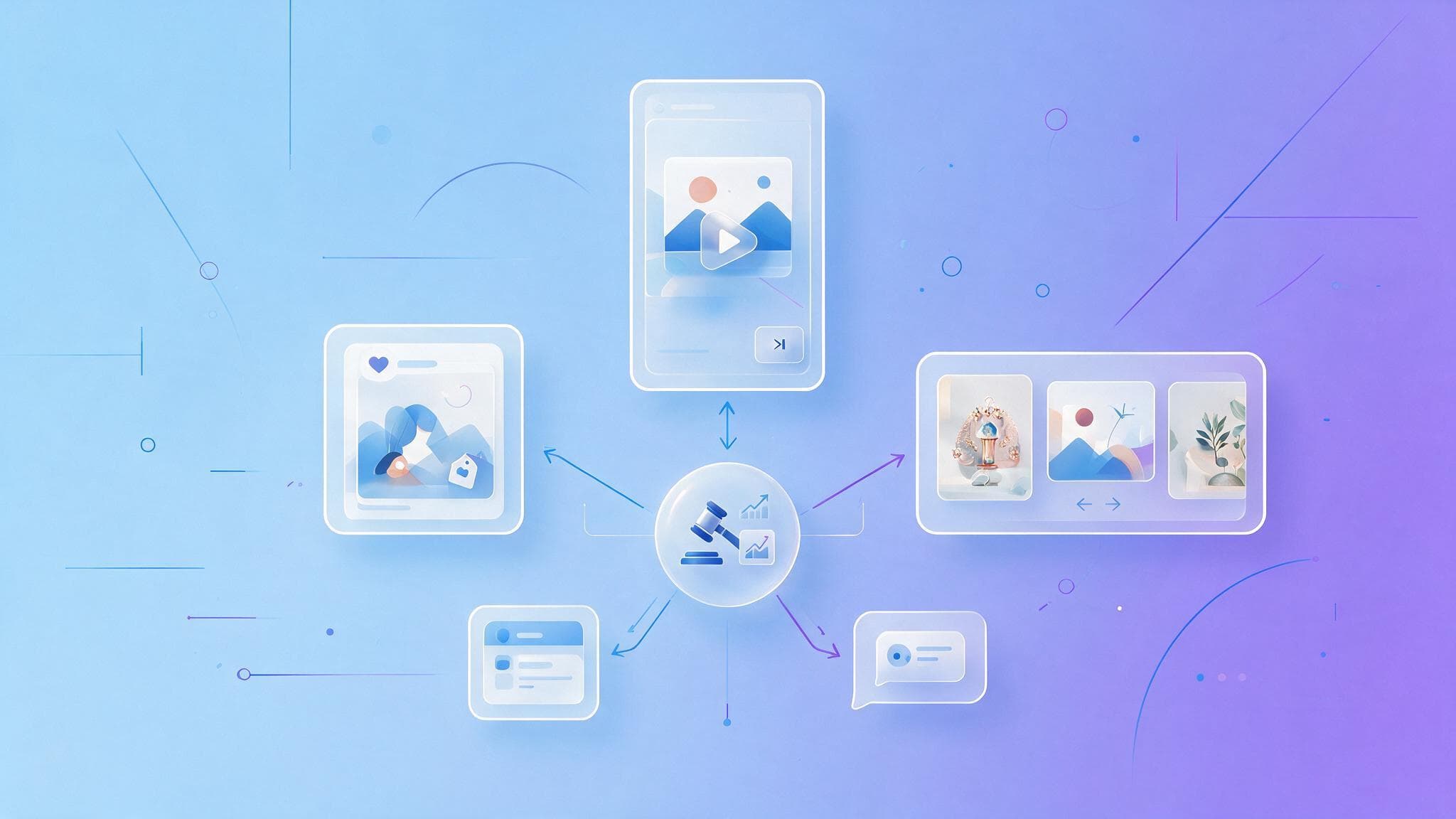 Six social ad formats you can run: short vertical video, a still feed image, a carousel, a product catalogue, an in-app lead form, and a click-to-chat ad.